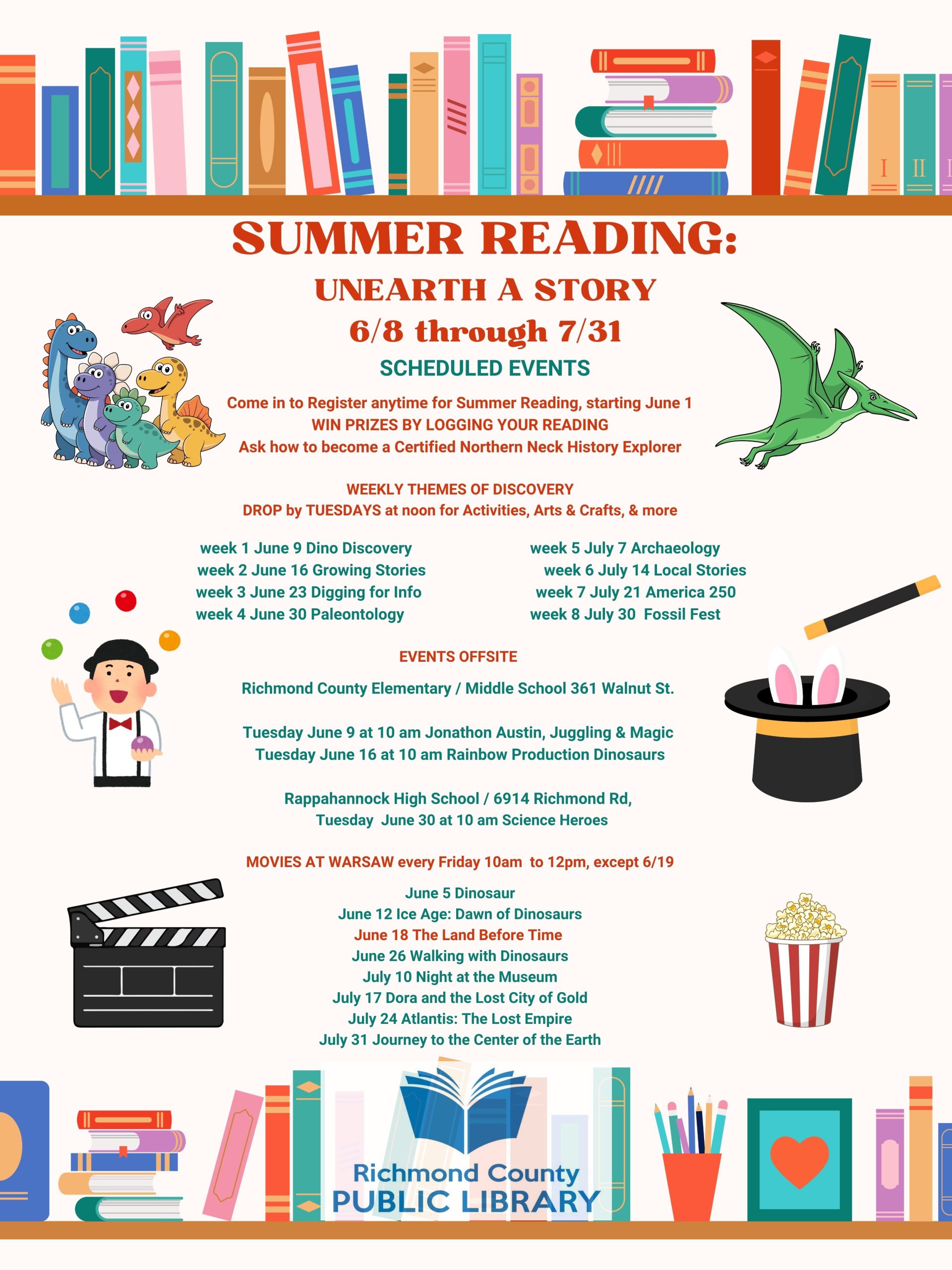 calendar of library activities and events